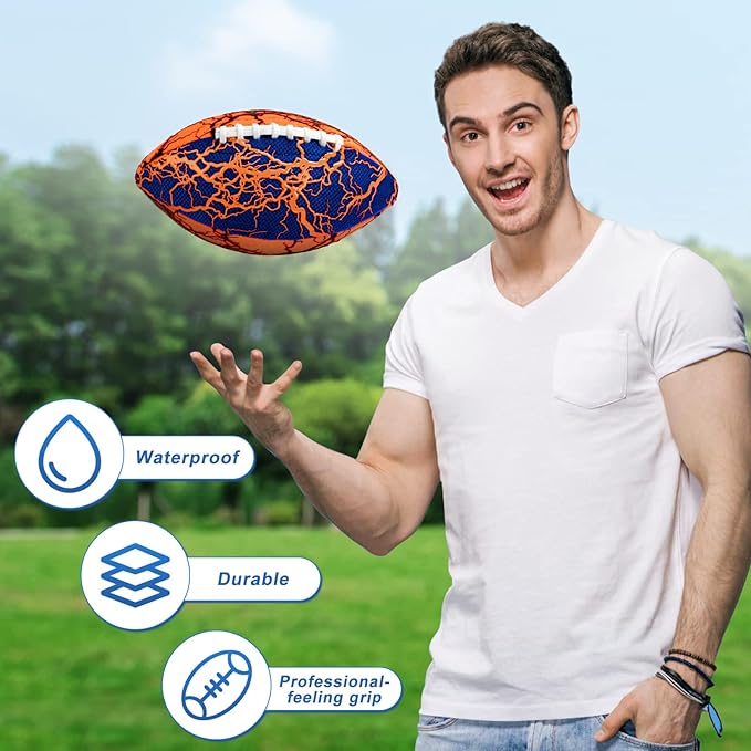 Jasonwell Pool Beach Water Football - 2Pack Strong Grip Waterproof Football for All-Weather Play Pool Toys Beach Games Outdoor Sports Toy Christmas Birthday Gifts for Kids Boys Teens Adults