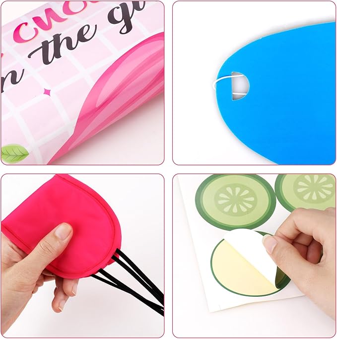 Hxezoc Spa Party Games Pin The Cucumbers on The Girl With 42 Pcs Cucumber Stickers, Large Spa Party Games Poster for Kids Girls Women Spa Birthday Party Carnival Supplies