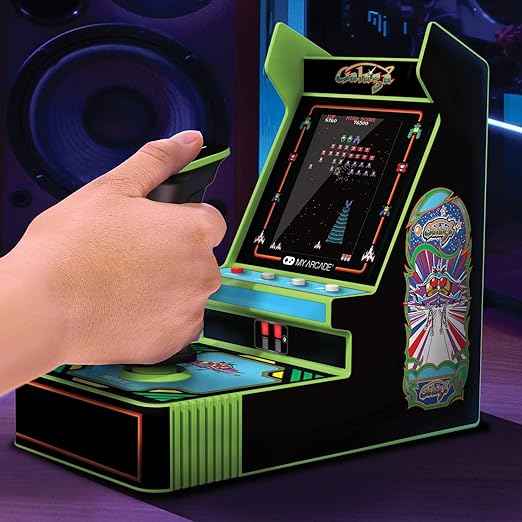 My Arcade Galaga Joystick Player : Officially Licensed Galaga and Galaxian Video Game Console, Fun Portable Mini Game 3.2" Full Color Display