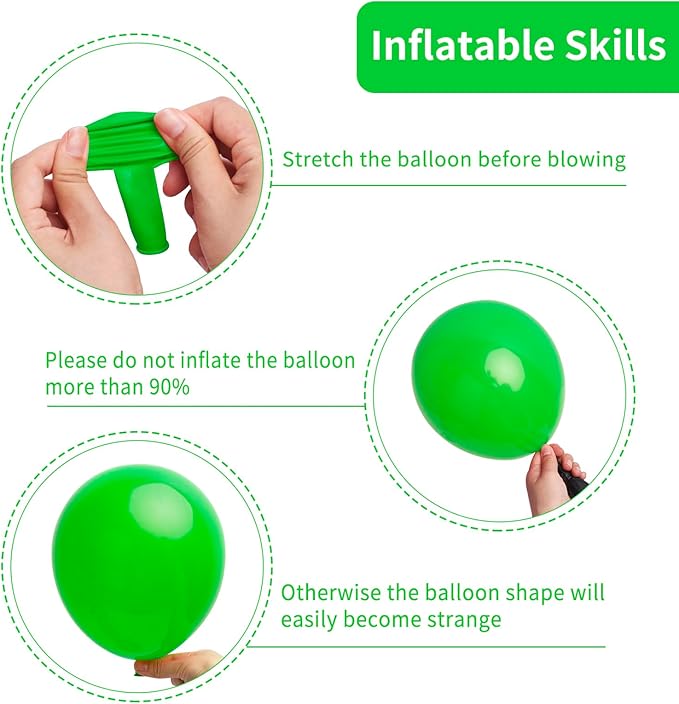 RUBFAC 129pcs Green Balloons Different Sizes 18 12 10 5 Inch Green Latex Christmas Balloon Garland Arch for Masquerade Party Decorations Birthday Baby Shower Wedding Party Supplies