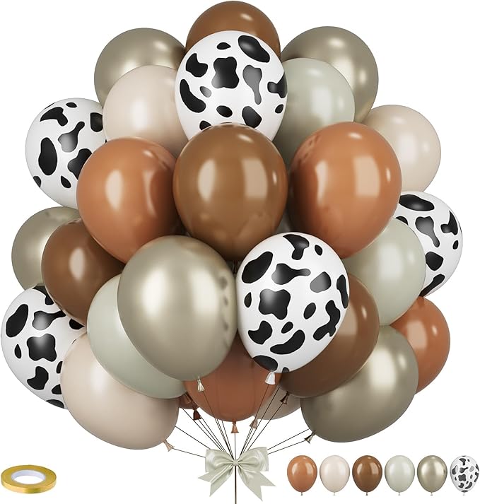 Western Cowboy Party Balloons,12 Inchs Black White Blush Brown Gold Balloons, Party Balloons for Birthday Baby Shower Engagements Weddings Anniversary Party Decorations