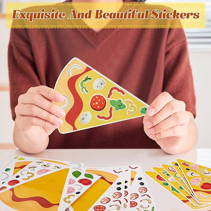 36 Sheets Make a Pizza Stickers, Make Your Own Pizza Stickers Crafts Party Supplies Turtle Party Decorations Turtle Favors for DIY Arts Birthday Games Family Night