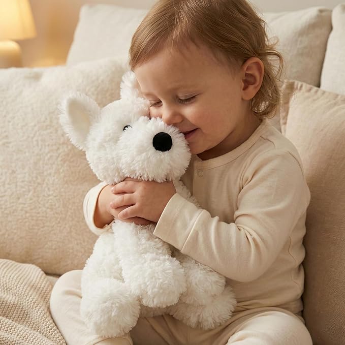 West Highland White Terrier Dog White Westie Puppy Stuffed Animals Plush Toys for Kids Girls Boys Baby Birthday Bedtime Gift, 12 inches