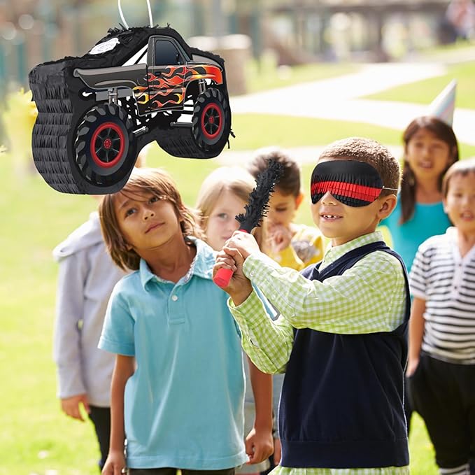 Car Pinata with Stick & Blindfold Mexican Pinata Game for Boy Truck Party Decorations Car Theme Birthday Carnival Party Supplies