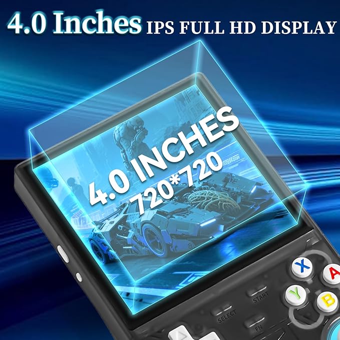 R36Ultra Retro Handheld Game Console - Open Source Linux System, 30000+ Pre-Installed Classics, 4.0" IPS Display, 30+ Emulator Support, Includes 64GB Card & Portable Case (Black)