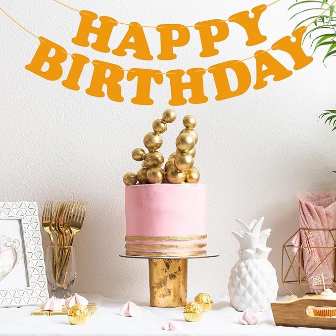 Orange Happy Birthday Banner Birthday Party Decorations Sign Birthday Backdrop Party Supplies Happy Birthday Bunting Banner for Kids Adults