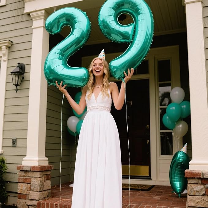 40 Inch Teal Blue Balloon Number 9,Jumbo Mylar Foil Helium Balloon for 9 19th 29th 39th 90th 99th Digital Balloons for Birthday Party,Wedding Anniversary Party Decorations