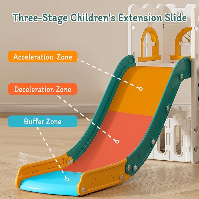 MOCUTEEN 6 in 1 Toddler Slide,Baby Playset for Indoor Outdoor Playground with Basketball Hoop,Storage and Telescope,Climbing Toys for Toddler Playground Playset