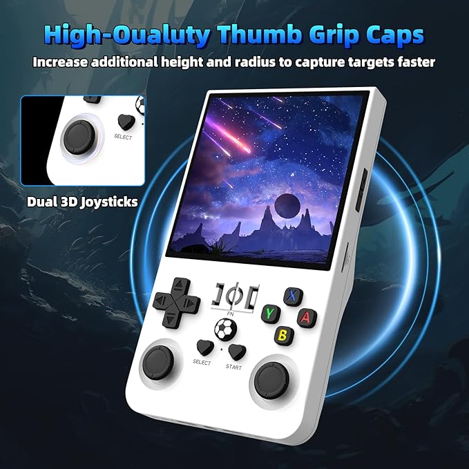 R36MAX Retro Handheld Games Console, Retro Game Console with 4.0 inch IPS HD Screen, Video Game Consoles with 64GB Memory, Portable Gaming Player for Travel, Gift for Teen or Partner, White