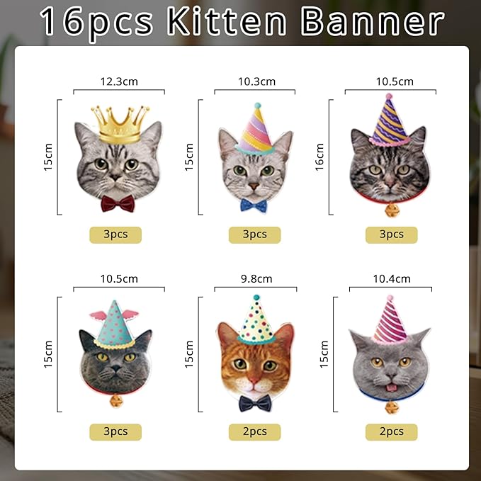 Cat Banner Decor, Cat Birthday Party Decorations Backdrop for Kids Girls Boys Animal Theme Party Supplies, Cat Hanging Paper Garland Sign for Party Photo Prop Room Decor