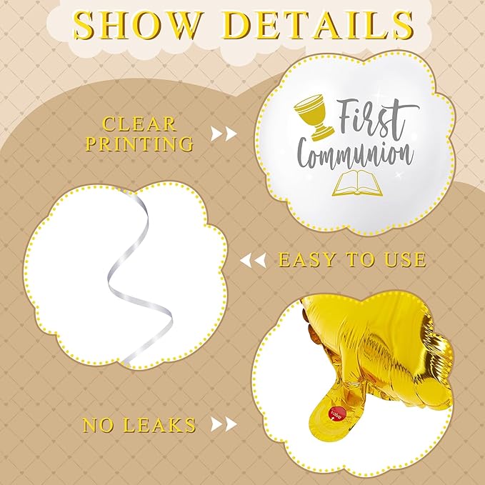 169 Pcs First Communion Decorations Balloons Kit Baptism Party Decorations White Metallic Gold Balloons Arch Kit First Holy Communion Decor for God Bless Christening Birthday Theme Party Supplies