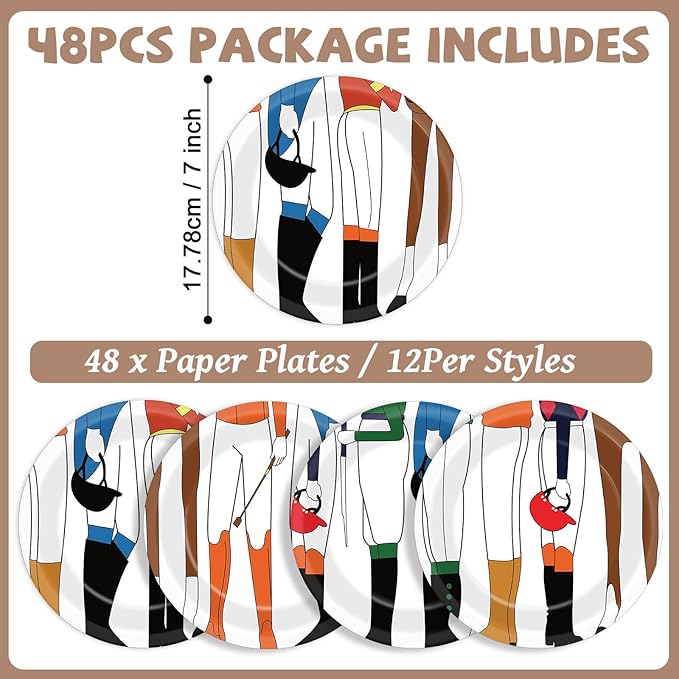 CHUNNIN 48Pcs Derby Party Paper Plates for Derby Day Party Supplies 7" Horse Racing Jockey with Horse Legs Disposable Dessert Plates for Equestrian Enthusiasts Birthday Baby Shower Decorations
