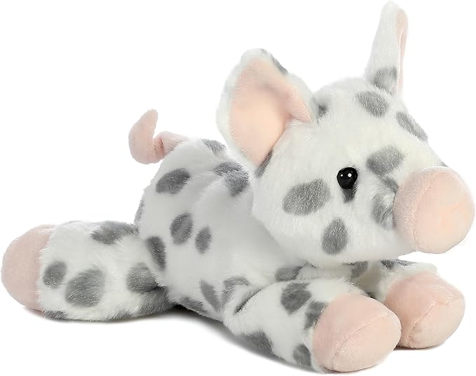 Aurora® Adorable Mini Flopsie™ Spotted Piglet Stuffed Animal - Mini Companions Ready for Playful Adventures - for Kids All Ages, Toddlers, Adults, and Families - White 8.5 Inches