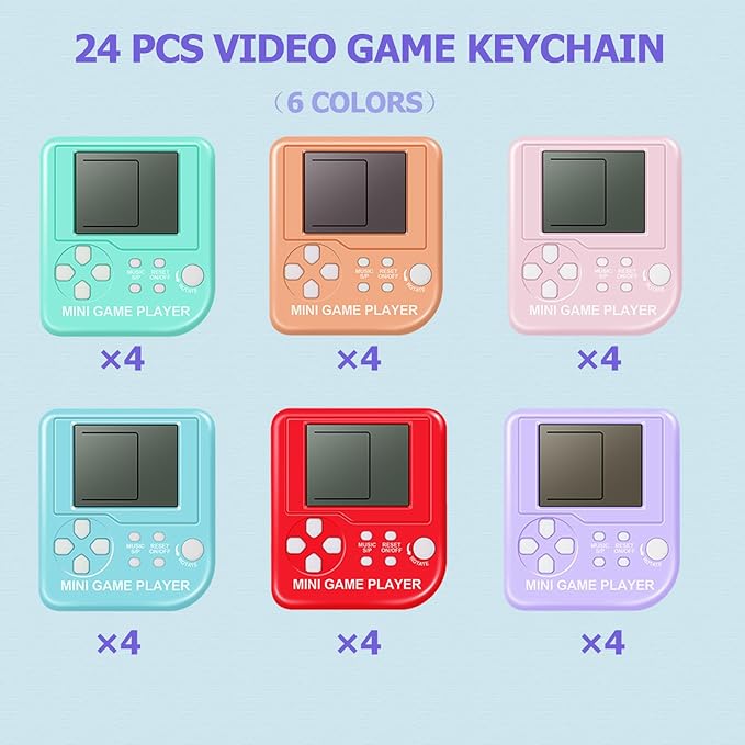 24 Pack Video Game Party Favors for Kids Video Game Keychain Video Game Birthday Party Supplies