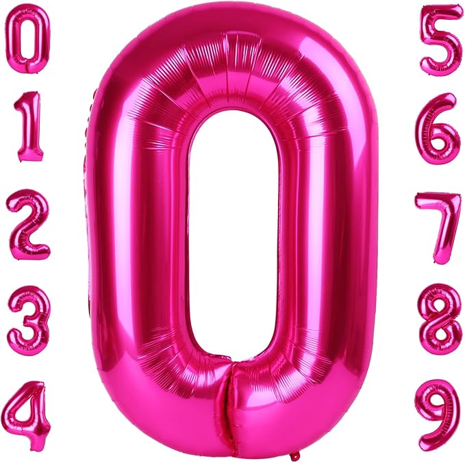 Number 0 Balloons 40 Inch Hot Pink Number Balloons for 10 20 30 40 50 60 70 80 90 100 Numbers Balloon Birthday Decorations Wedding Event Baby Shower