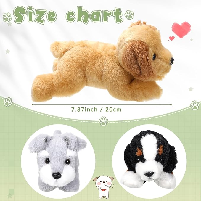 Skylety 3 Pcs 7.87 Inches Dog Stuffed Animal Plush Dogs Soft Plush Toy Pillow Fluffy Puppy Set for Puppy Birthday Party Favor Home Decor(Mountain Dog, Schnauzer, Labrador)