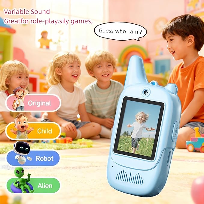 Kids Walkie Talkies 2 Pack - Rechargeable Walkie Talkies for Kids with Clear Sound, Long Range Indoor Outdoor Kids Walkie Talkies Toys for 3-12 Year Old Boys Girls, (Blue+Blue)