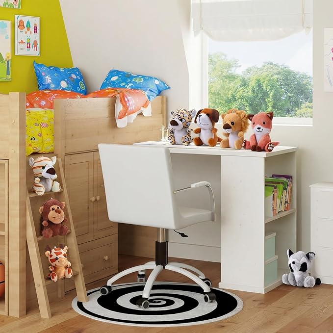 Skylety 12pcs Mini Safari Stuff Animal 3.9 Inch Cute Jungle Stuffed Animal Lion Rabbit Owl Hedgehog Monkey Tiger Zebra Elephant Leopard Hippopotamus Rhinoceros for Easter Holiday Gifts