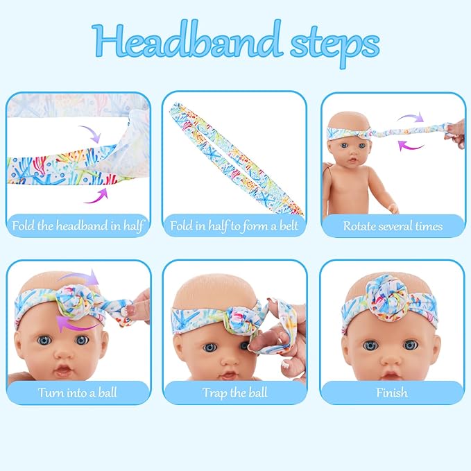 Unicorn Element 5 Sets 14-18 Inch Baby Doll Clothes and Headbands for 17 Inch Dolls 10-Piece Set Including Casual Outfits and Accessories Perfect for 15-18 Inch Dolls (Doll NOT Included)