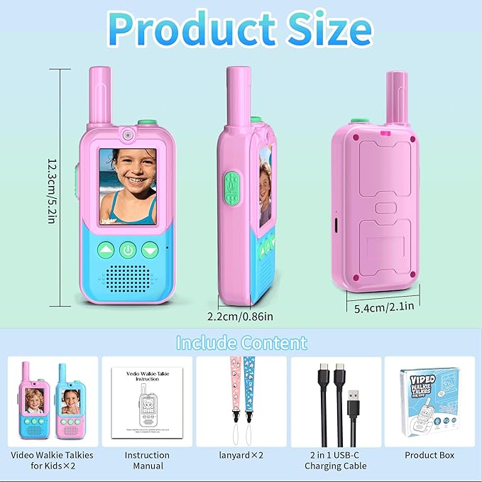 Walkie Talkies for Kids 3 Pack,3 Miles Family Walky Talky Children Radio Long Range,22 Channels Kids walkie talkies with VOX Function,3-12 Years Old Boys Girls Xmas Birthday (Powder Blue)