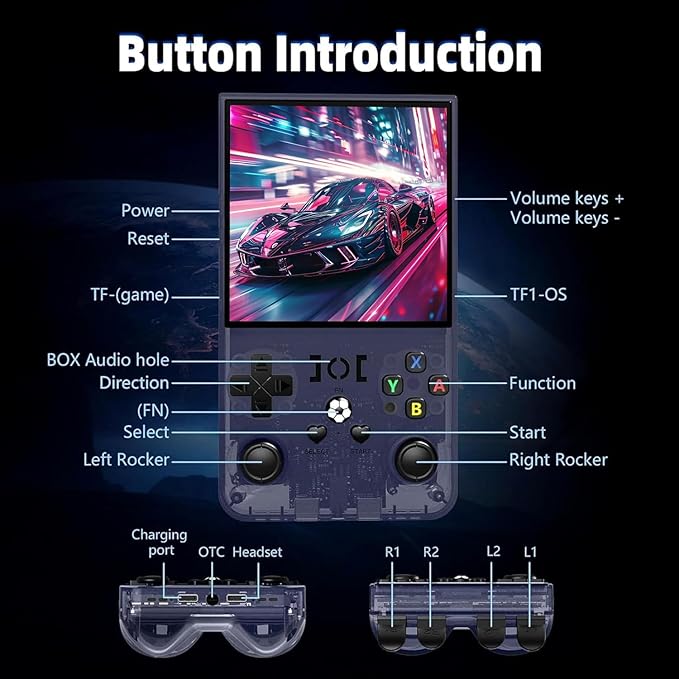 R36MAX Retro Game Console (R36S New Upgrade) - 4K HD 4.0" IPS Screen, 128GB Preloaded 22,000+ Retro Games, Open-Source Linux System, 4000mAh Rechargeable, Portable Video Games (Gray 128G)