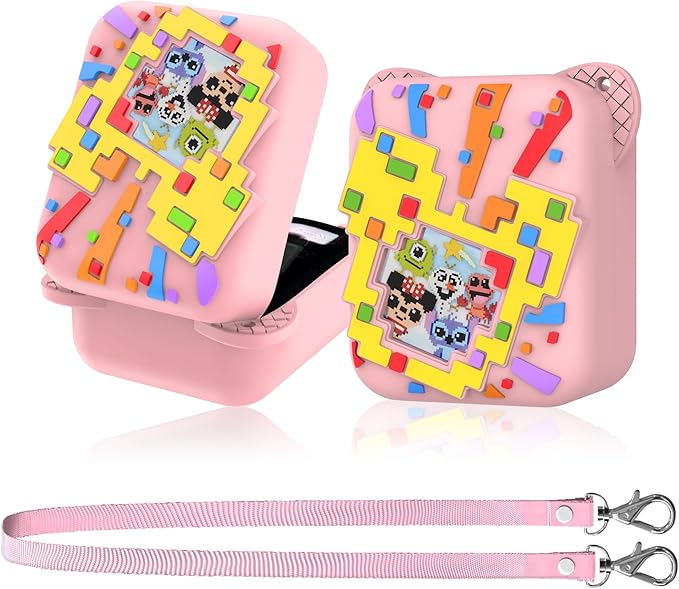 Silicone Case for Bitzee Disney Interactive Toy, Anti-Scratch, Washable, Shockproof Silicone Protective Cover for Bitzee Disney Interactive Toy Electronic Pets Accessories with Lanyard - Pink