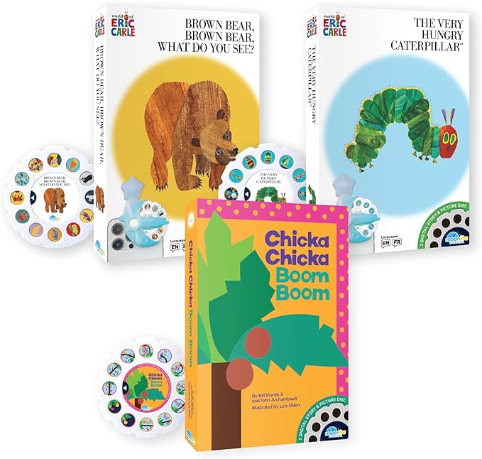 Moonlite Storytime 3-Story Bundle, Requires Moonlite Projector (Sold Separately), The Very Hungry Caterpillar, Brown Bear, Chicka Boom, Vibrant Storybook Art Projections with Sound Effects & Music