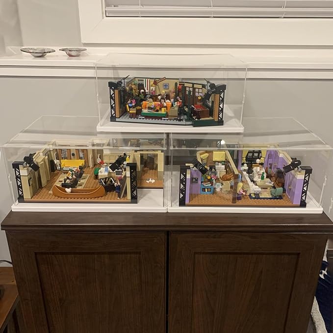 Thickened Clear Acrylic Display Case for Lego 75375 Millennium Falcon 75380 21319 Central Perk 42204 Collectibles for Shoes Transparent Box for Lego Display with Light, White Inside 13.8 x 9.8 x 5.9in