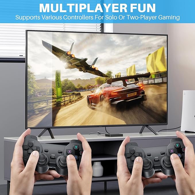 2026 Newest Retro Game Console, 20000+Games Wireless Home Video Game Console with 2 Wireless Handles, 64G HDMI TV Plug and Play PSP Arcade Stick, Support Dual TV Output, Gift for Kids & Adults