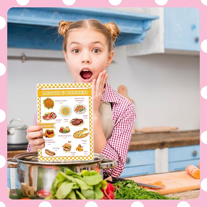 Diner Restaurant Play Set Food Play Kitchen Accessories Restaurant Toy Set 2 Double Sided Restaurant Menu Pen Waiters Order 60Page Receipt Book Pretend Play Set Role Play Accessories Total of 4