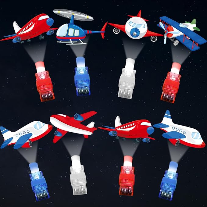 36PCS Airplane LED Finger Lights Aircraft Party Favors Glow in the Dark Light Up Finger Lights Plane Themed Toys Bulk for Birthday Party Goodie Bag Stuffer Birthday Gifts Classroom Prize