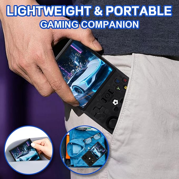 R36MAX Handheld Game Console - 4.0-Inch Screen, Support 22000+Classic Games,128G TF Card,Portable Console with Open Source System,4000mAh Battery,Birthday Gift for Adult or Partner - Black