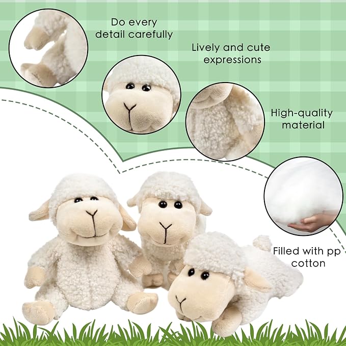 Tiny Heart Sheep Stuffed Animal, Lamb Stuffed Animal, Sheep Plush Toy, Cute Soft Stuffed Lamb Kids Boys and Girls Birthday Baby Home Decor Cuddly White Lamb Toys (Prone Position)
