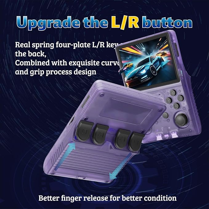 R40S Pro+ Handheld Game Console, 30000 in 1 Games Mini Retro Video Console, 3.5-Inch IPS Screen,256GB TF Memory Memory,Built in 45+ Emulators,3800mAh Battery (Transparent Purple 256G)