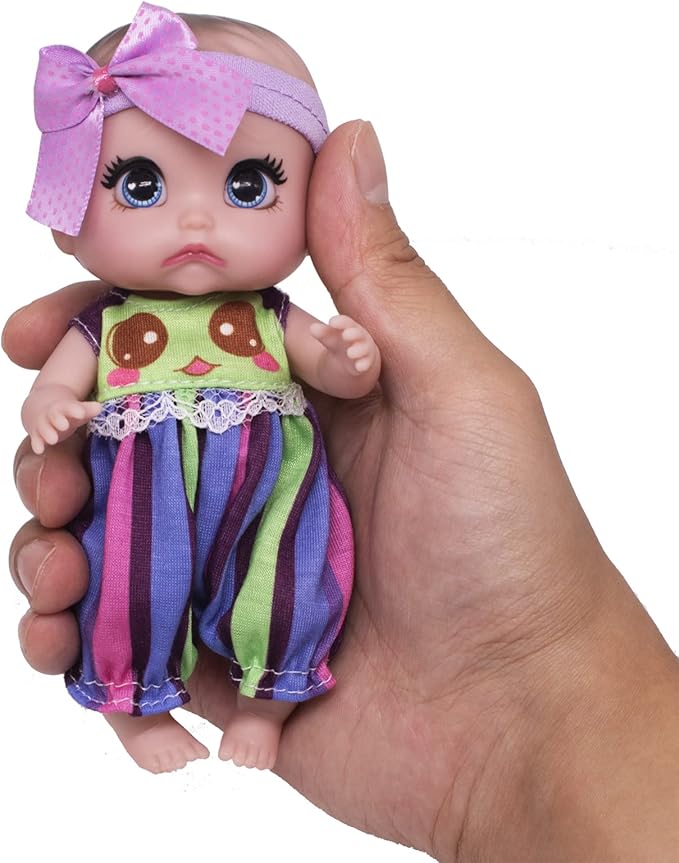 6" Cute Small Baby Doll Newborn Baby All Vinyl Reborn Baby Dolls for Girls Swivel Mini Dolls 16 cm Crying Baby DIY Toys for Ages 3+(Purple)