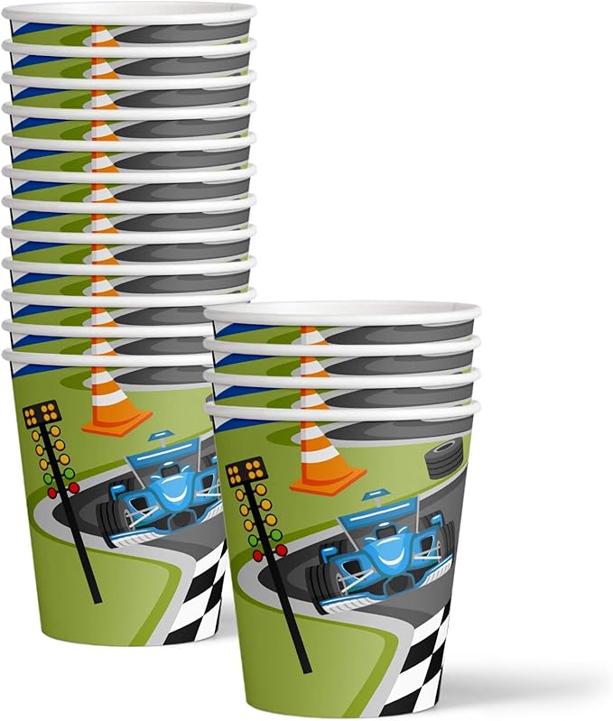 Race Car Birthday Party Supplies - Car Birthday Party Supplies for Boy - Racing Party Supplies and Decorations | Tableware Set Includes Plates Napkins and Cups | Kit for 16