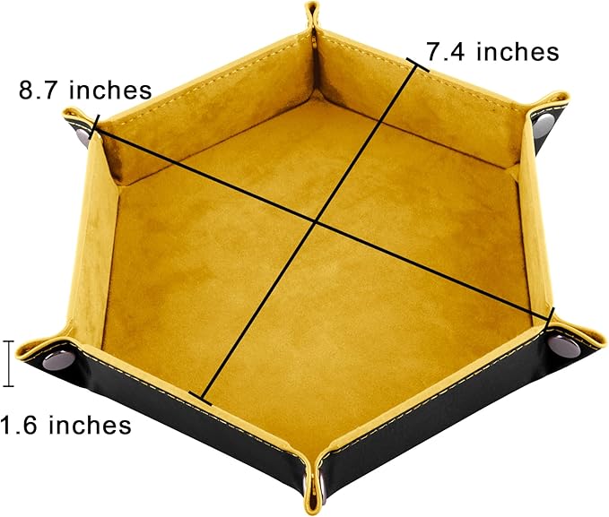 SIQUK 2 Pieces Dice Tray PU Leather Dice Folding Hexagon Tray Dice Holder for Dice Games Like RPG, DND and Other Table Games (Yellow, Violet)