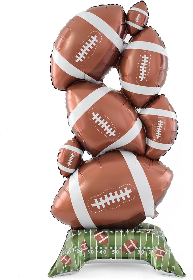 Football Party Supplies, 59 Inch Standing Football Balloons Pile for Party Decorations, Sports Theme Birthday, Game Day Celebration, Outdoor & Indoor Photo Backdrop