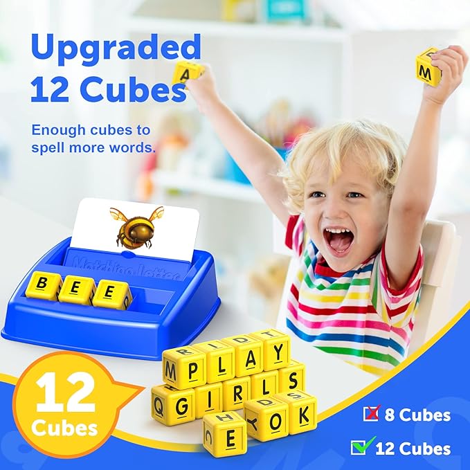 SAITCPRY Educational Toys for 3 4 5 Year Old for Toddlers 2-4 Year Matching Letter Games for 3-5 Montessori Toys for Kids Toy for Ages 2-4 4-6 (Blue/Yellow)