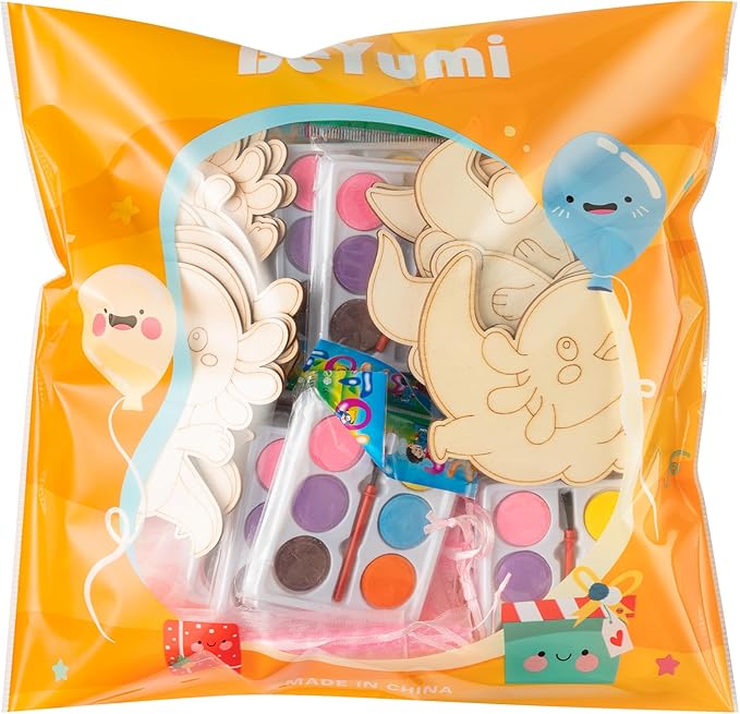 BeYumi Axolotl Party Favors Set - 24Pcs Axolotl Birthday Party Supplies Tattoo Stickers and Watercolor Paint Craft Kit Birthday School Classroom Goodie Bags Stuffers Prize Gifts for Kids Girls Toddler