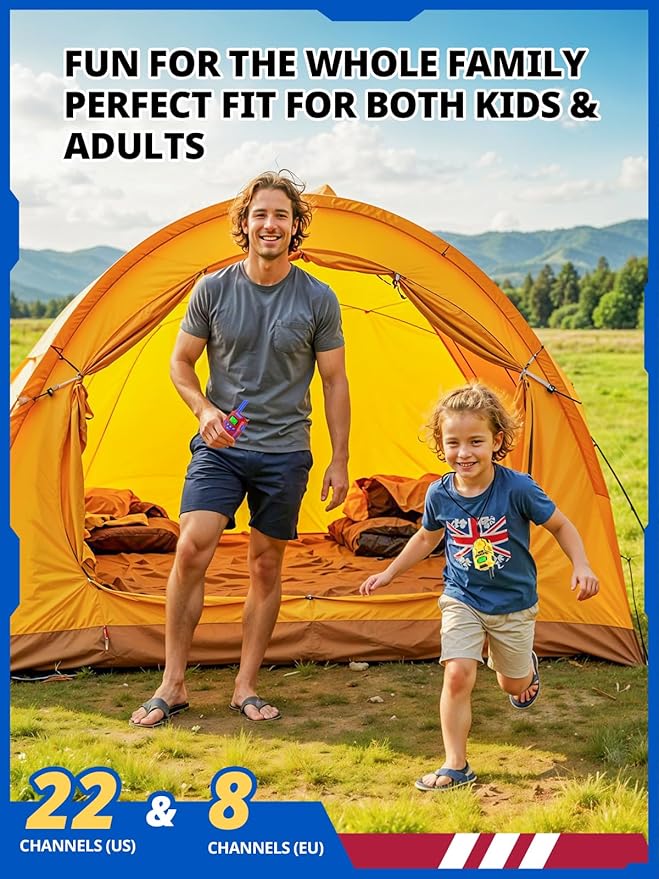 Walkie Talkies for Kids Rechargeable,Long Range 2 Way Radio, Outdoor Camping Games Party Toys for 3 4 5 8-12 Year Old Boys Birthday Xmas Gift for Kids, 3 Pack