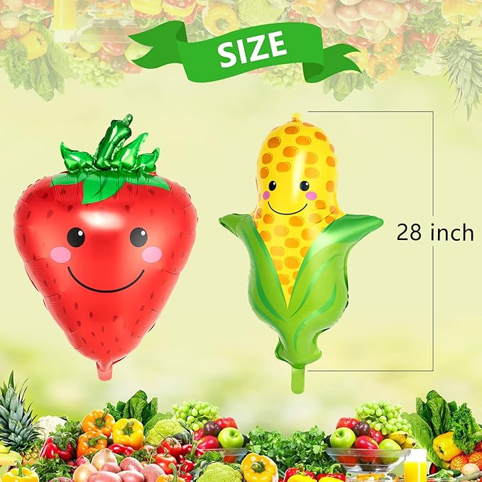 Vegetable Balloons Decoration, 10 Styles Fruit and Veggie Foil Balloon for Wedding Baby Shower Party Supplies