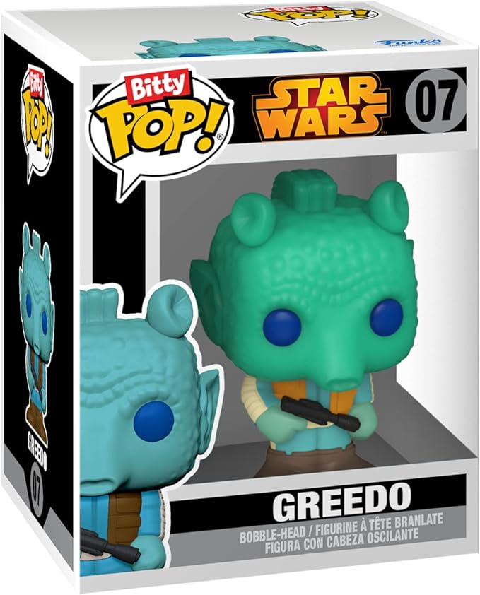 Funko Bitty POP! Star Wars - Han Solo, 4-Pack - Han Solo, Chewbacca, Greedo and A Surprise Mystery Mini Figure - 0.9 Inch (2.2 Cm) Collectable - Stackable Display Shelf Included - Gift Idea