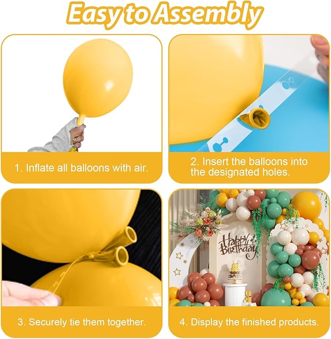 Green Yellow Brown Balloon Arch Kit,Dusty Green Mustard Yellow Brown Sand White Balloons for Kids Boy Safari Jungle Wide Birthday Party Decorations Baby Shower Wedding Cartoon Party Supplies