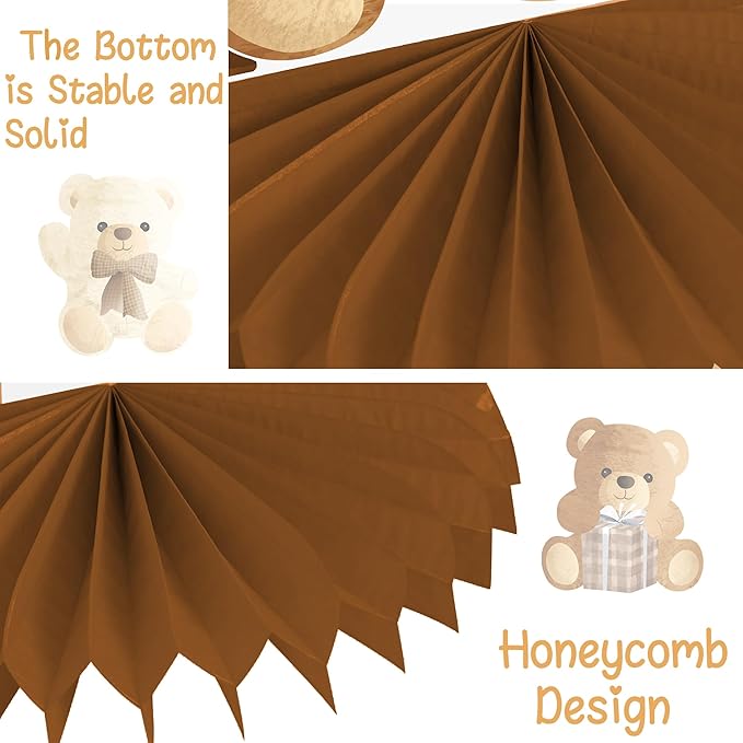 9pcs Teddy Bear Honeycomb Centerpieces Teddy Bear Birthday Decorations Bear Themed Table Decorations for Kids Teddy Bear Themed Birthday Party Gender Reveal Party Supplies