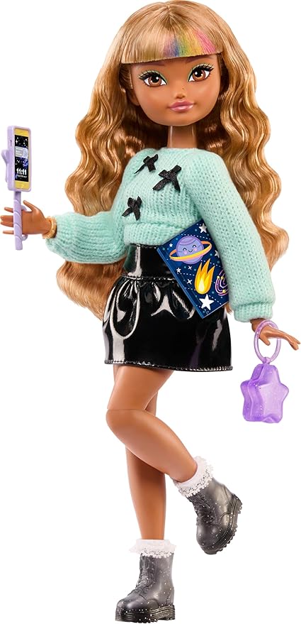 Barbie Dream Besties Doll and Accessories, Zia Posable Fashion Doll with Removable Fashions & Wavy Brown Hair, 7 Hair & Moon Themed Pieces
