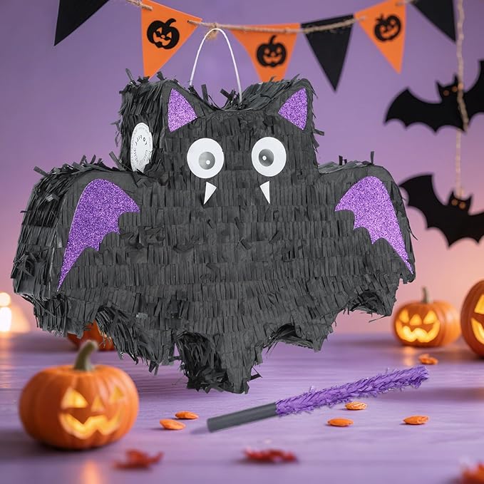 Bat Pinatas Bundle with a Blindfold and Bat (16.5 x12.6x4 Inches), Perfect for kid's Birthday Parties Decoration, Animal Theme Party