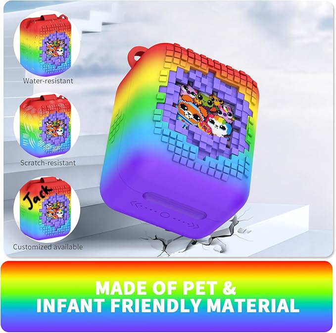 Soft Silicone Case for Bitzee Interactive Toy Digital Pet, Shockproof and Protective Carrying Case for Bitzee Interactive Electronic Pets with Lanyard (Rainbow)
