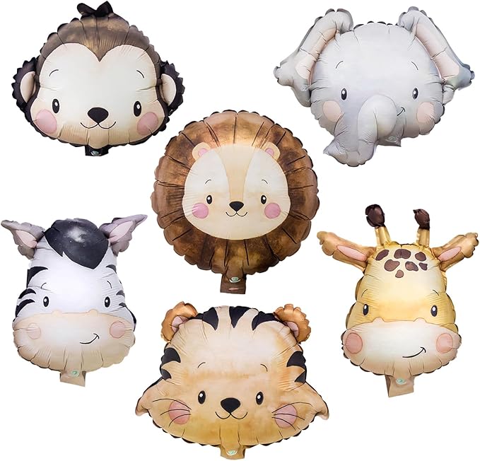 Jungle Safari Birthday balloons, Animal Balloons Décor Happy Birthday Party Decoration for Wedding Birthday Party (Number 6)