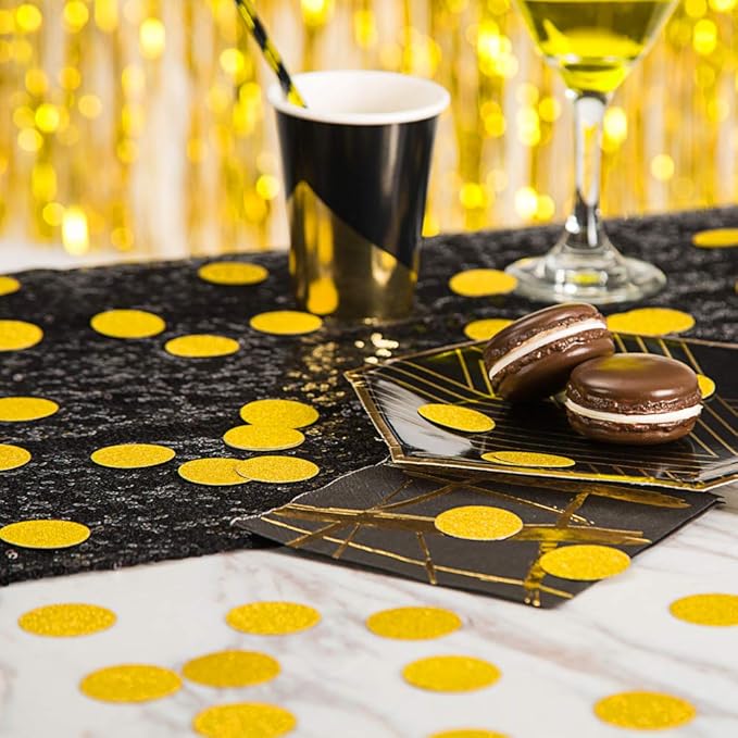 MOWO Glitter Confetti Circles Wedding Party Decor and Table Decor, 1.2’’ in Diameter (glitter gold,200pc)